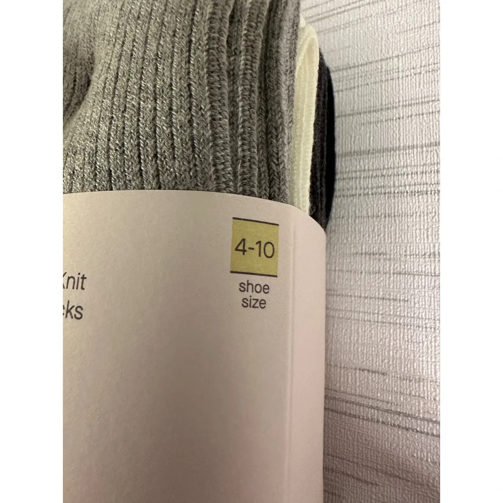 Auden Faux Fur Slipper Socks Pink and 4-Pack Ribbed Knit Crew Socks Grey Black